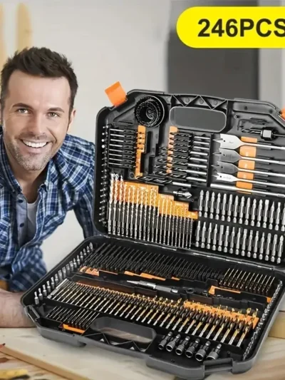 246pcs Drill Bit Set With Storage Box HSS Twist Drill Bit Titanium Coated Wood Metal Drill Bits