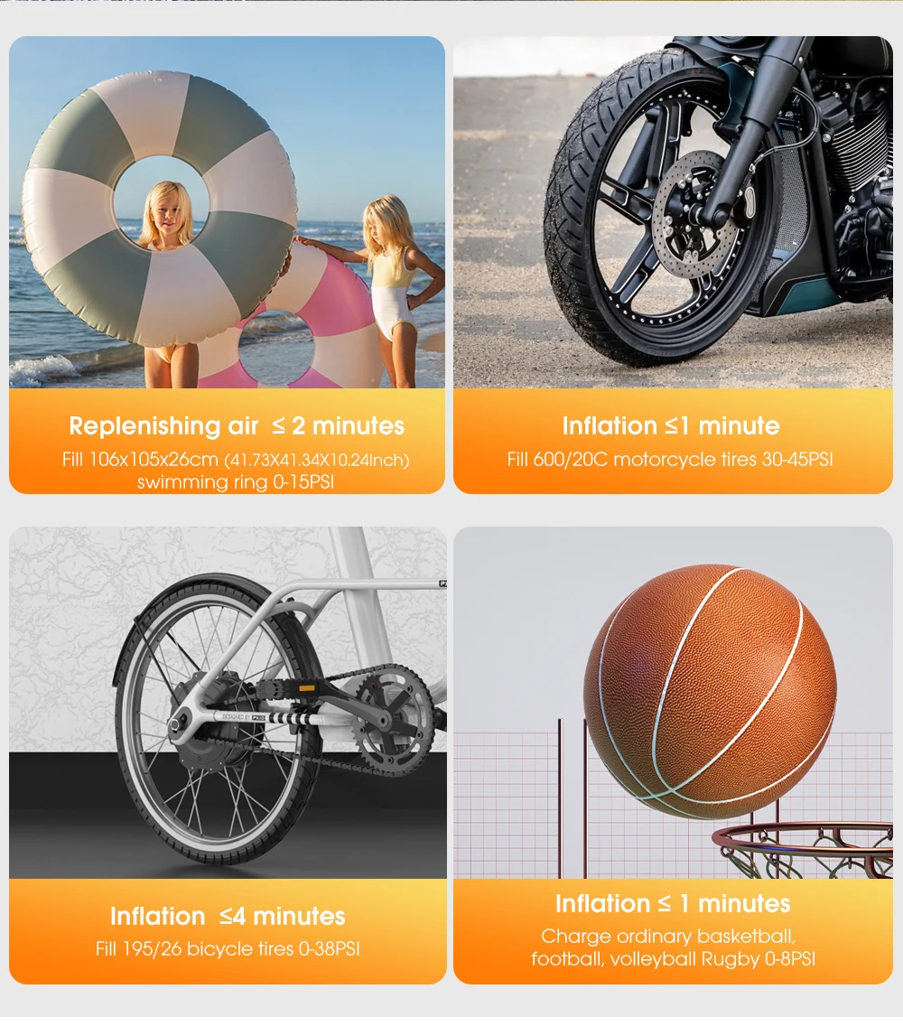 CARSUN Mini Air Pump Tire Inflator Car Electric Mini 20L/Min Portable Air Compressor - Image 10