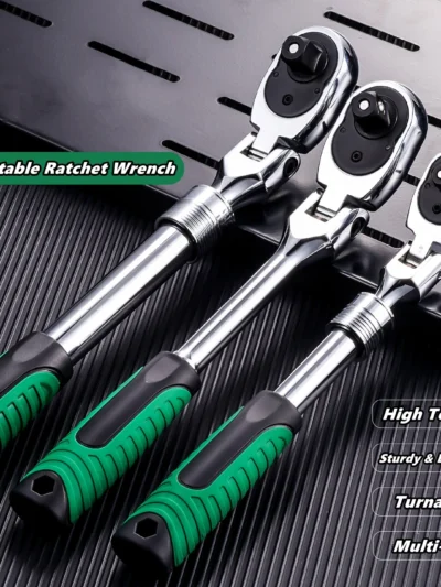 1/4，3/8，1/2 Inch Drive Socket Adjustable Ratchet Wrench Extendable Handle Wrench 72-Tooth Quick-Release Reversible