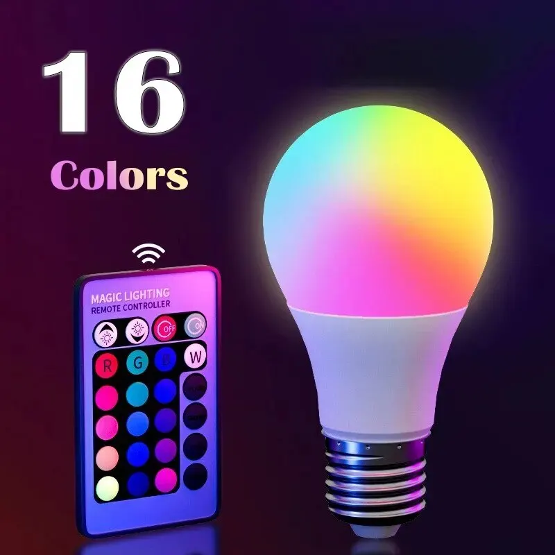 16 Colors RGB Bulb LED Multicolor Bulb E27 220V Household Lighting Dimmable Atmosphere Light