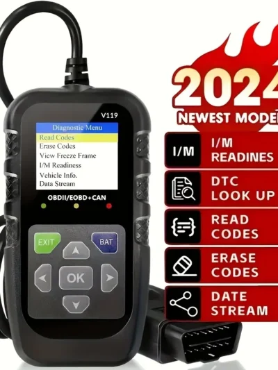 Obd2 Scanner Diagnostic Tool with Voltage Tester, Obdii Engine Fault Code Reader, Eobd + Can Charging Tester