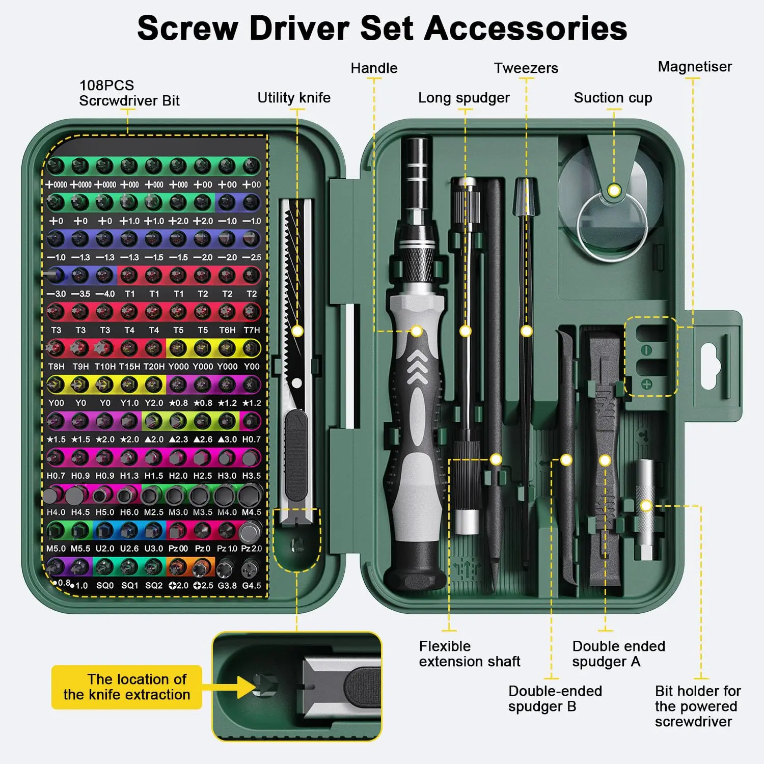 132 in 1 Precision Screwdriver Set Phillips Torx Magnetic Screwdriver Head with Storage Box 152 bit - Image 4