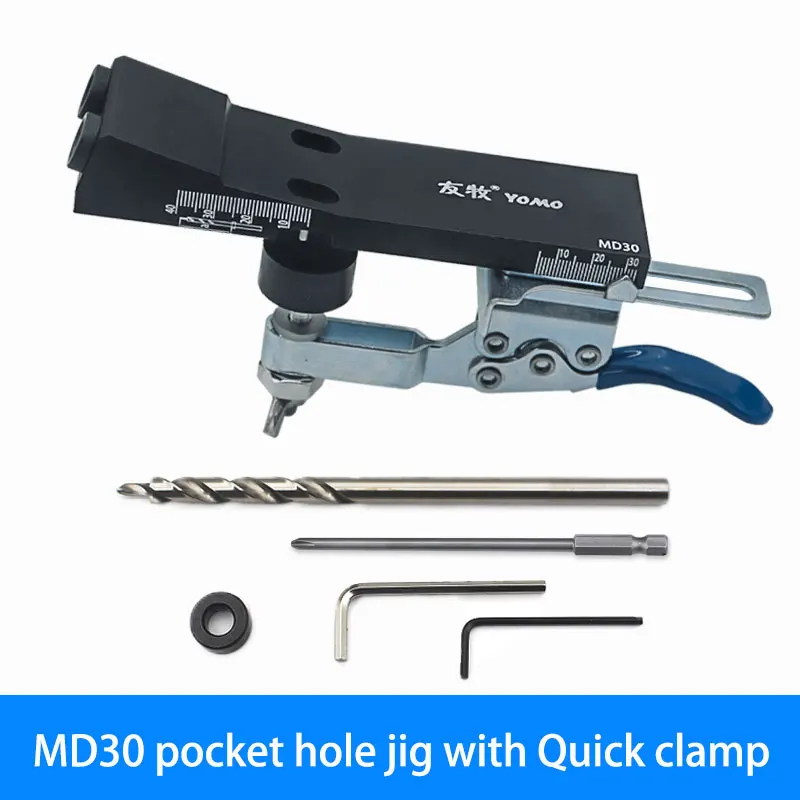 All Metal Pocket Hole Jig Kit with Quick Clamp and Step Drill Bits Easy Use 2 Holes Pocket Hole Screw Jig System MD30 - Image 9