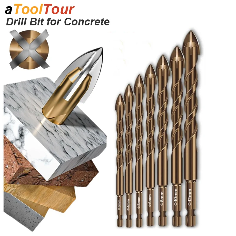 Masonry Concrete Drill Bits For Glass Ceramic Tile Brick Hex Shank 3mm To 12mm