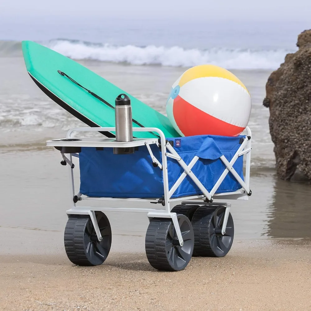 All Terrain Beach Wagon with Side Table|Heavy Duty Collapsible Folding Cart with Large Wheels - Image 2