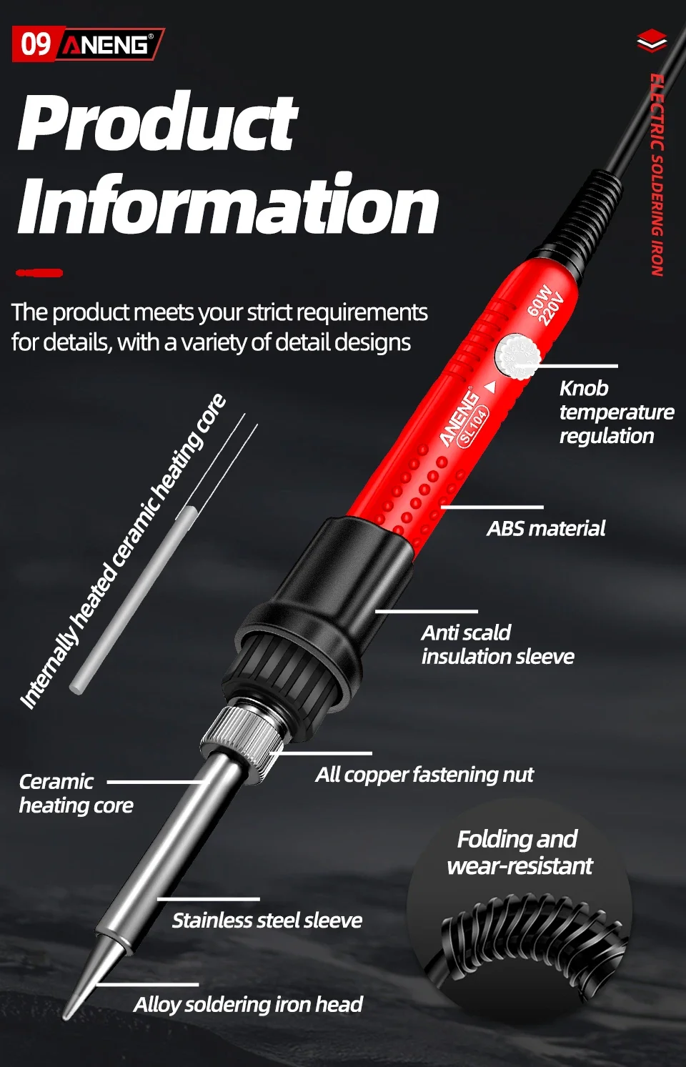 ANENG Electric Soldering Iron SL105 Digital Display Adjustable Temperature SL104 Adjustment Knob - Image 23
