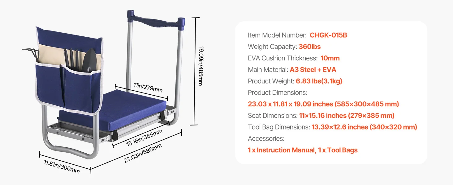 SucceBuy Garden Kneeler and Seat 11in Wide Thick Kneeling Pad Heavy Duty Garden Kneeling Stool - Image 20