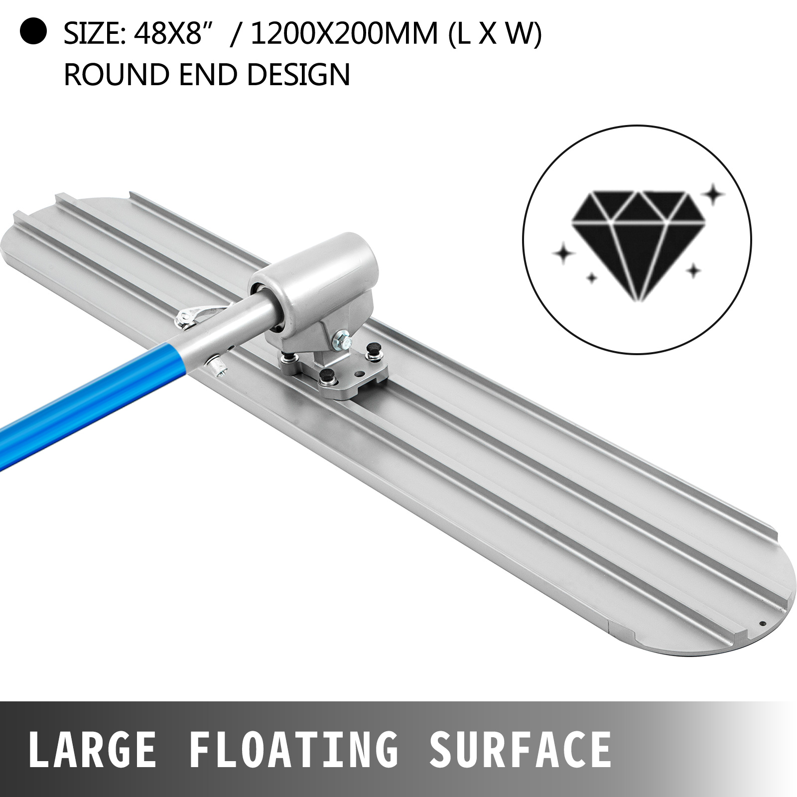 SucceBuy Concrete Float 1200x200mm/1200x300mm Finishing Bull Float with 4 Handle Round End Cement Trowel - Image 13