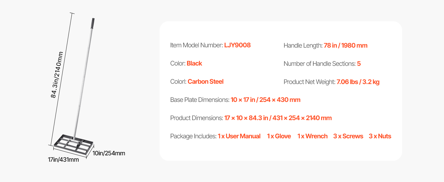 VEVOR Lawn Leveling Rake with Handle - Image 19