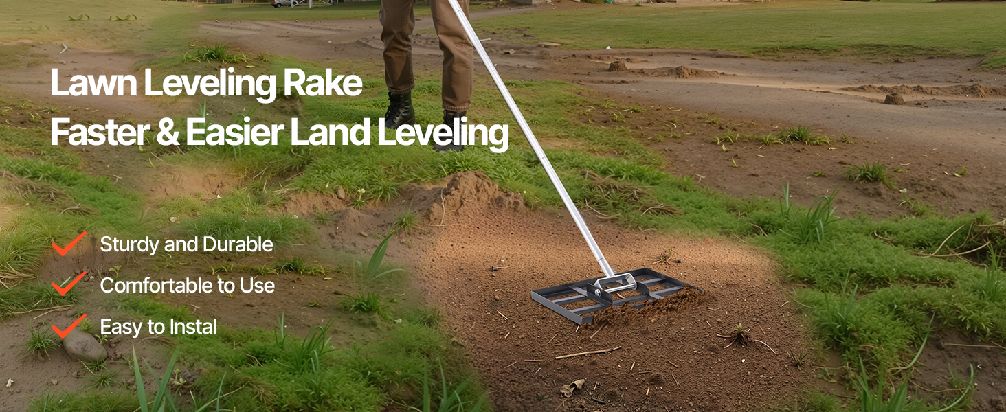 VEVOR Lawn Leveling Rake with Handle - Image 8