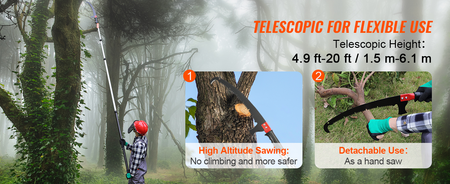 SucceBuy Manual Pole Saw Extendable Tree Pruner Sharp Steel Blade for Branches Trimming - Image 11